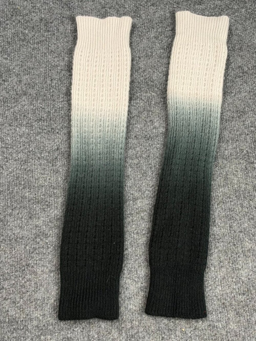 Knit Ombre Leg Warmers Arm Warmers Cream Sage Green Black Gradient 19.5"